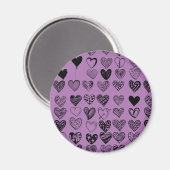 愛らしい黒ハート落書きスケッチ磁石 マグネット (正面/裏面)