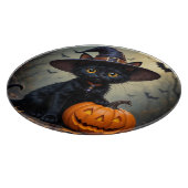 愛らしい黒猫が魔女帽をかぶった カッティングボード (角)