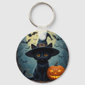 愛らしい黒猫が魔女帽をかぶった キーホルダー (裏面)