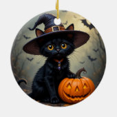 愛らしい黒猫が魔女帽をかぶった セラミックオーナメント (裏面)