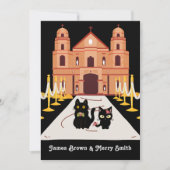 愛らしい黒猫たち結婚教会 招待状 (正面)