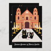 愛らしい黒猫たち結婚教会 招待状 (正面/裏面)