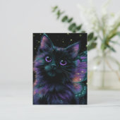 愛らしい黒猫の妖精 ポストカード (スタンド正面)