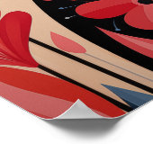 愛らしい黒猫ピンクの花を咲かせる ポスター (角)