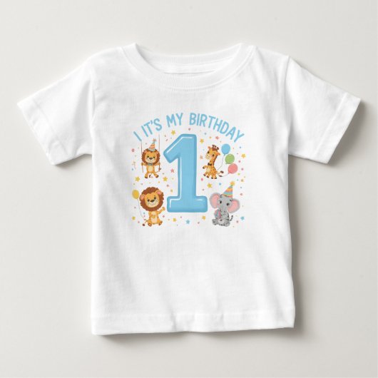 愛らしい1歳の誕生日お祝い ベビーTシャツ (正面)