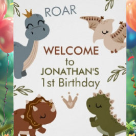 愛らしい1歳の誕生日ボホ恐竜 ポスター