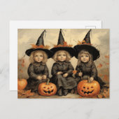 愛らしい3つのヴィンテージ魔女 ポストカード (正面/裏面)