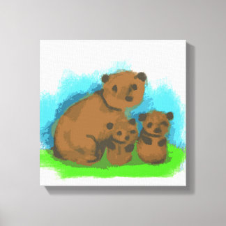 愛らしい3匹のクマの家族 キャンバスアート