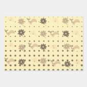 愛らしい3色の動物と花パーティー ラッピングペーパーシート (正面)