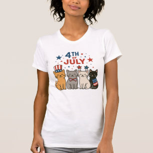 愛らしい4th of 7月Cats Tシャツ – 愛国猫