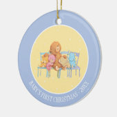 愛らしい5つおよびカラフルは椅子に関係します セラミックオーナメント (左)