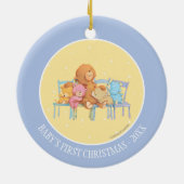 愛らしい5つおよびカラフルは椅子に関係します セラミックオーナメント (裏面)