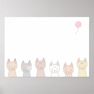 愛らしい6匹の猫 ポスター