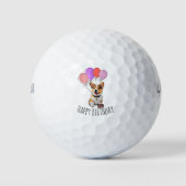 愛らしい「お誕生日おめでとう」ピンクコーギーの誕生日ギフト ゴルフボール (正面)