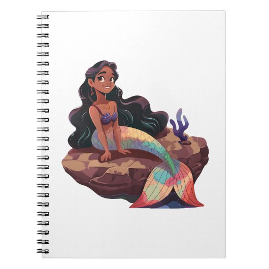 愛らしい かわいい エレガントな人魚 ノートブック (正面)
