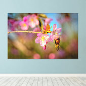 愛らしい かわいい 桜の花 春の夕焼けに キャンバスプリント (インサイチュ (ウッドフロア))