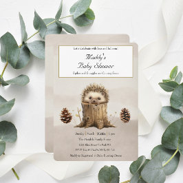 愛らしい かわいい 赤ちゃん ハリネズミ ベビーシャワー 招待状