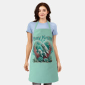愛らしい"セイクリル"ホエールファミリーポートレート エプロン (着用した状態)