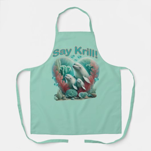 愛らしい"セイクリル"ホエールファミリーポートレート エプロン (正面)