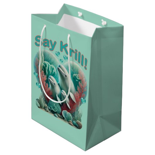 愛らしい"セイクリル"ホエールファミリーポートレート ミディアムペーパーバッグ (裏面アングル)