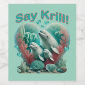 愛らしい"セイクリル"ホエールファミリーポートレート ワインラベル (シングルラベル)