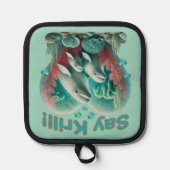 愛らしい"セイクリル"ホエールファミリーポートレート 鍋敷き (正面)