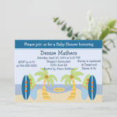 愛らしい「ビーチ/サーフボード」ベビーシャワー招待状 招待状 (スタンド正面)