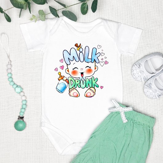 愛らしい「ミルク飲」おもしろい ベビーボディスーツ
