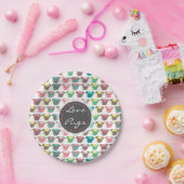 愛らしい「ラブプグ」カラフルパグイラストレーション ペーパープレート (パーティー)