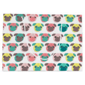 愛らしい「ラブプグ」カラフルパグイラストレーション ラージペーパーバッグ (裏面)