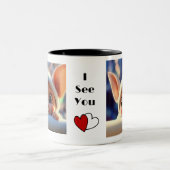 愛らしい"私はあなたを見る"コーヒーマグ ツートーンマグカップ (中央)