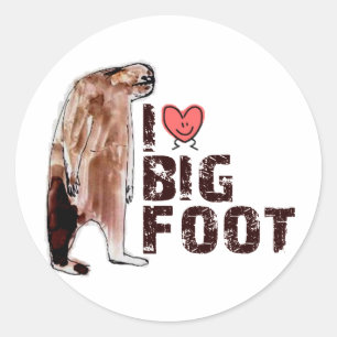 愛らしい!I LOVE <3 BIGFOOTデザインFinding Bigfoot ラウンドシール