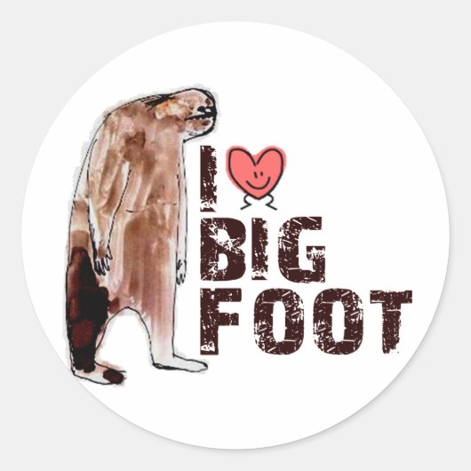 愛らしい！I LOVE <3 BIGFOOTデザインFinding Bigfoot ラウンドシール (正面)