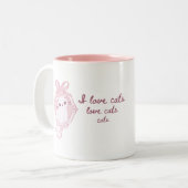 愛らしい「I Love Cats」ソフト ツートーンマグカップ (正面左)