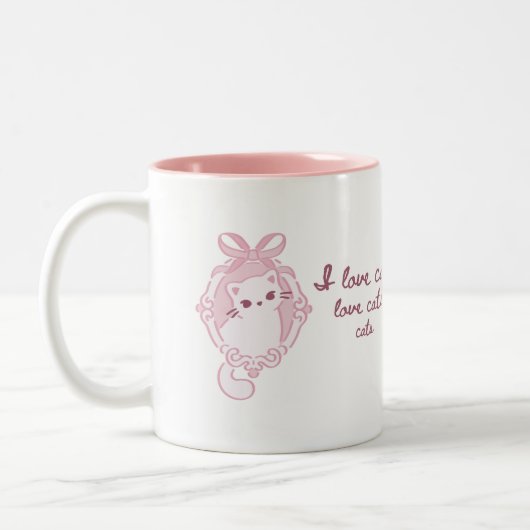 愛らしい「I Love Cats」ソフト ツートーンマグカップ (左)