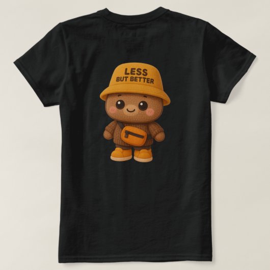 愛らしい「Less But Better」ベアTシャツ Tシャツ (デザイン裏面)