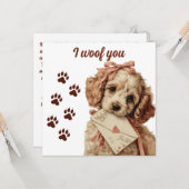 愛らしい Vintage Pup バレンタインデー カード (正面/裏面インサイチュ)