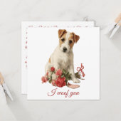 愛らしい Vintage Pup バレンタインデー カード (正面/裏面インサイチュ)