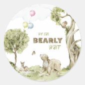 愛らしいbearly待ちクマの水の色ベビーシャワー ラウンドシール (正面)