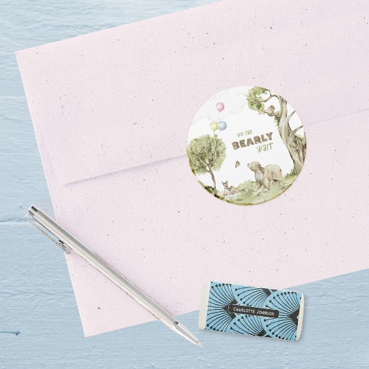 愛らしいbearly待ちクマの水の色ベビーシャワー ラウンドシール
