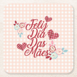 愛らしいFeliz Dia Das Mães |のコースター スクエアペーパーコースター