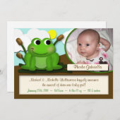 愛らしいFroggyの男の子または女の子の誕生の発表 案内状 (正面/裏面)