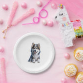 愛らしいHDアラスカンマラムートパピーポートレート- Embr ペーパープレート (パーティー)