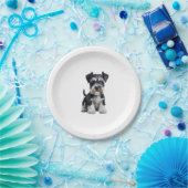 愛らしいHDミニチュアシュナウザーパピーポートレート- E ペーパープレート (パーティー)