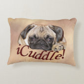 愛らしいiCuddleのパグの子犬 アクセントクッション (裏面)