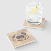 愛らしいiCuddleのパグの子犬 ストーンコースター (横)