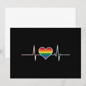 愛らしいLGBTゲイプライドハートビートレズゲイラブ 招待状 (正面/裏面)