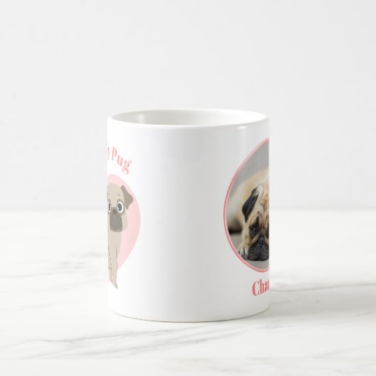 愛らしいPugイラストレーションカスタム写真 コーヒーマグカップ (中央)