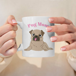 愛らしいPugイラストレーションカスタム写真「Pug Mom」 コーヒーマグカップ