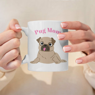 愛らしいPugイラストレーションカスタム写真「Pug Mom」 コーヒーマグカップ